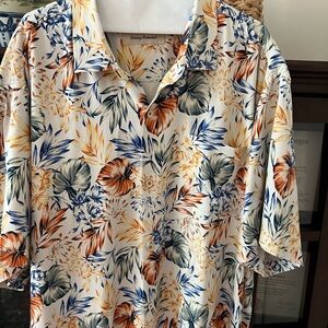 Tommy Bahama Men's Tropical Floral Shirt - Orange, Blue, Green